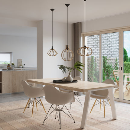 Suspension Arancia en bois naturel dans une ambiance chaleureuse