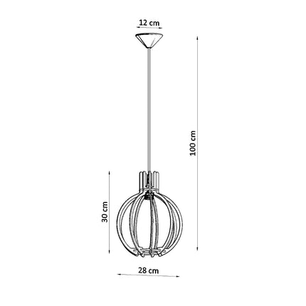 Suspension Arancia en bois naturel détail de la finition