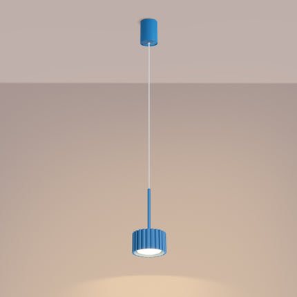 Suspension Aura bleu azur, lumière allumée