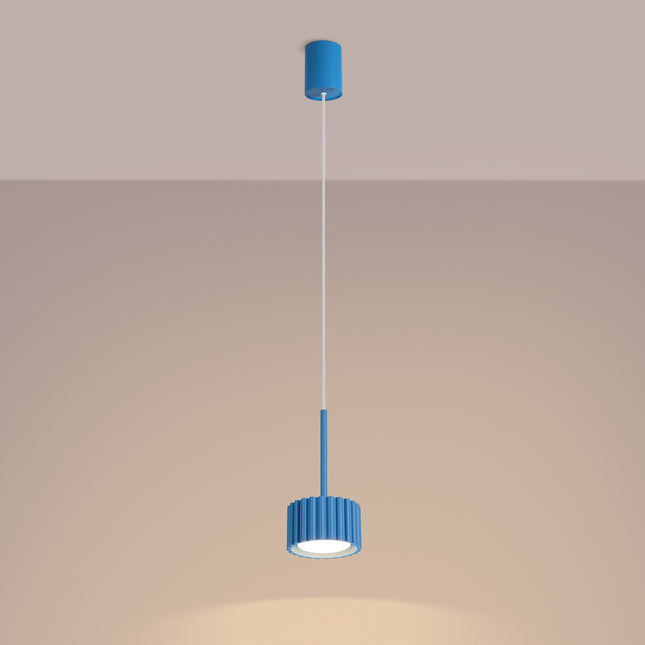 Suspension Aura bleu azur, lumière allumée