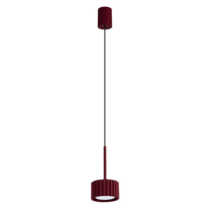 Suspension Aura Aluminium Cannelé Bordeaux (GX53), packshot sur fond blanc
