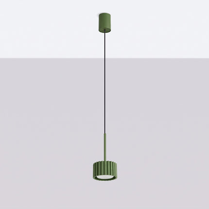 Suspension Aura Aluminium Cannelé Vert Olive (GX53), vue en situation