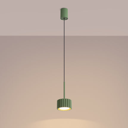 Suspension Aura vert sauge, lumière allumée
