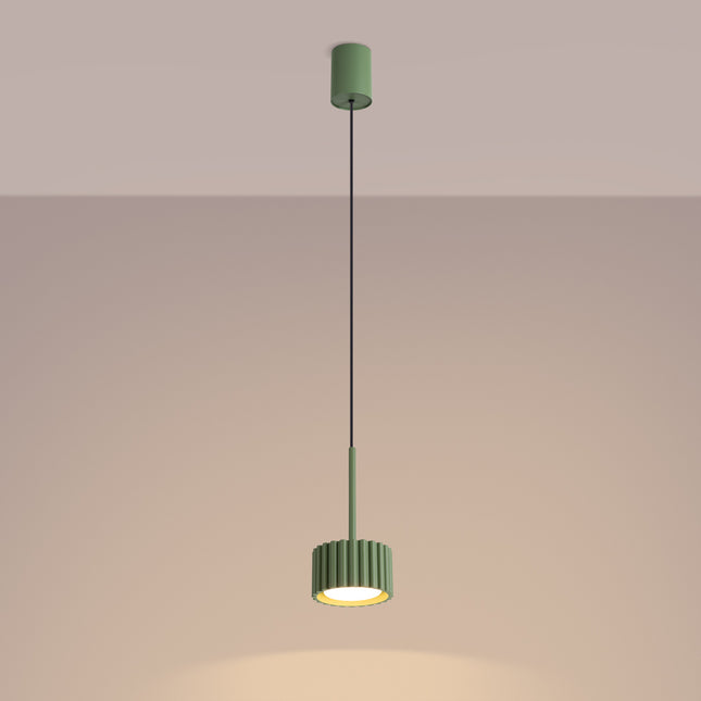 Suspension Aura vert sauge, lumière allumée