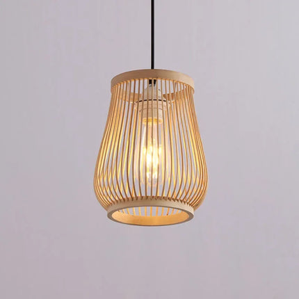 Suspension en bambou style chinois diffusant une lumière chaude tamisée