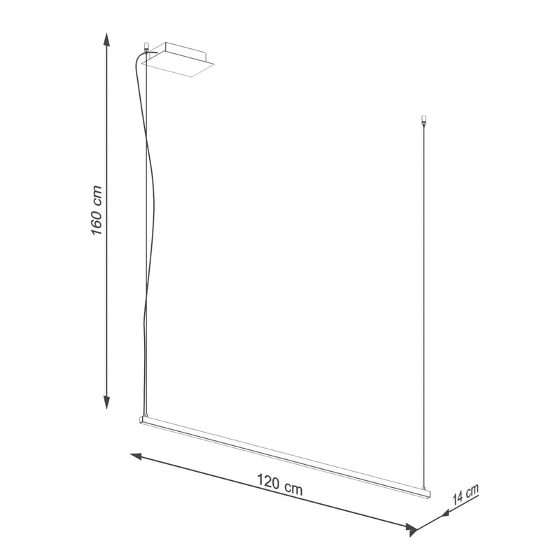 Dimensions Suspension Barre Fine 120 cm Noire 3000K