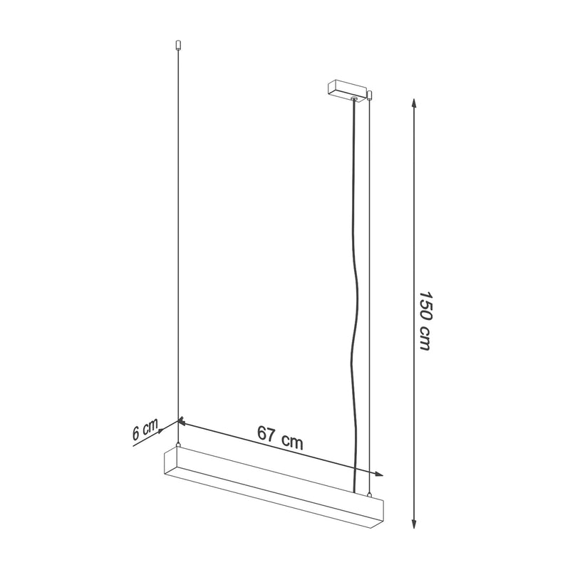 Dimensions Lámpara colgante de barra moderna 67 gris