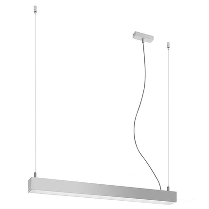 Suspension barre moderne LED grise 67 cm, profil linéaire en aluminium, sur fond blanc