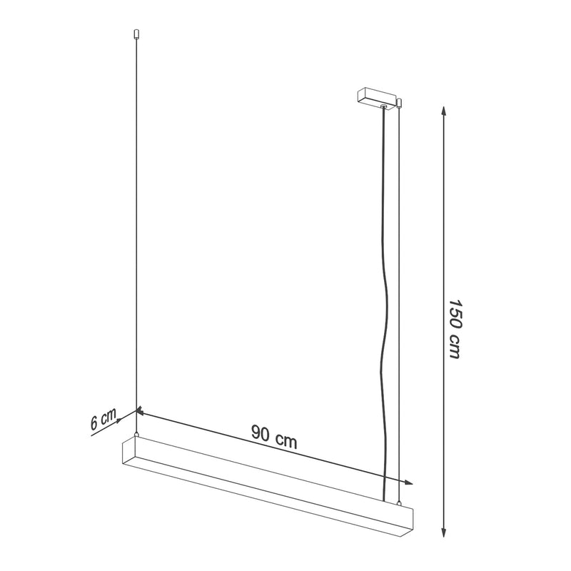 Dimensions Lámpara colgante de barra moderna de 90 cm blanca
