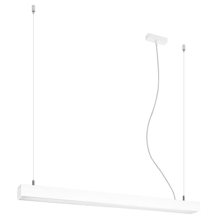 Suspension barre moderne LED blanche 90 cm, profil linéaire en aluminium, sur fond blanc