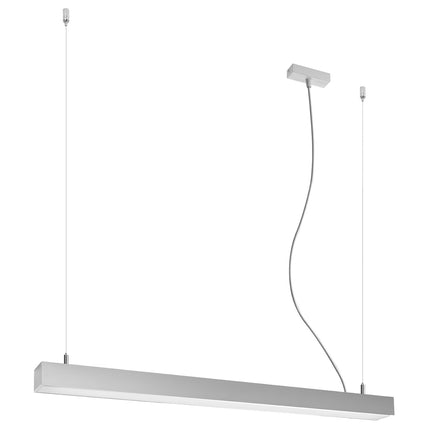 Suspension barre moderne LED grise 90 cm, profil linéaire en aluminium, sur fond blanc