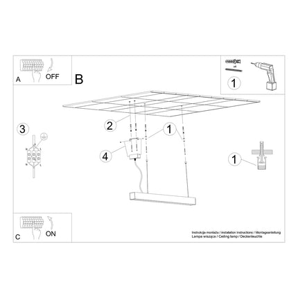 Instructions de montage de la suspension barre moderne LED 90 cm