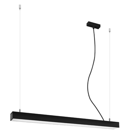 Suspension barre moderne LED noire 90 cm, profil linéaire en aluminium, sur fond blanc