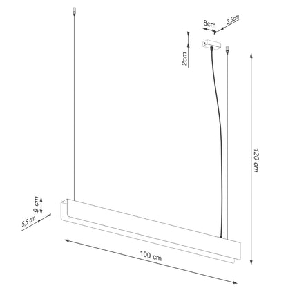 Suspension Barre Moderne blanche au-dessus d'une table dans une cuisine en bois