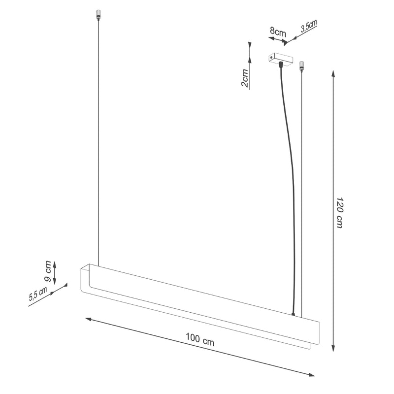Dimensions Lámpara colgante de barra moderna blanca