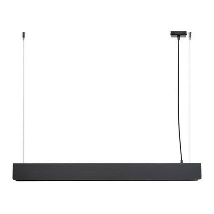 Suspension barre moderne noire en acier sur fond blanc