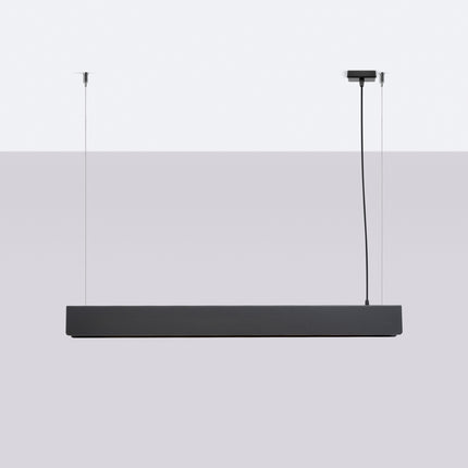 Suspension barre moderne noire en acier vue de face sur fond gris