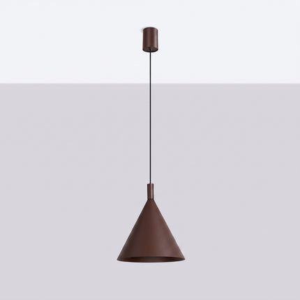 Suspension Bergen cône 25 cm brun chocolat, vue en situation sur fond clair