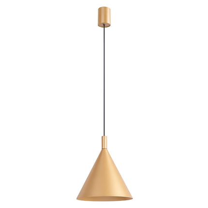 Suspension Bergen cône 25 cm or, packshot sur fond blanc