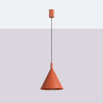 Suspension Bergen Cône 25 cm en Acier Rouge Ocre, vue en situation