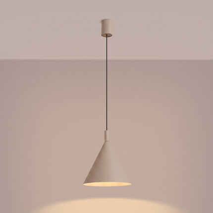 Suspension Bergen cône 25 cm taupe, lumière allumée