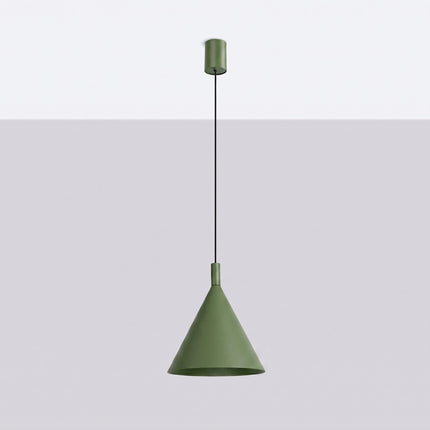 Suspension Bergen Cône 25 cm en Acier Vert Olive, vue en situation