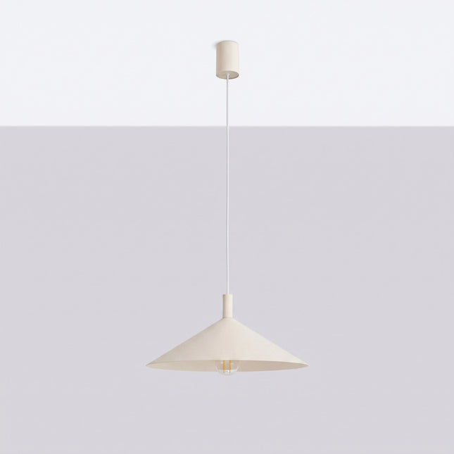Suspension Bergen Cône Large 40 cm en Acier Beige, vue en situation