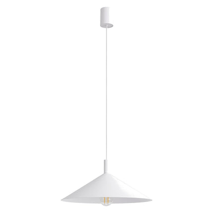 Suspension Bergen Cône Large 40 cm en Acier Blanche, packshot sur fond blanc