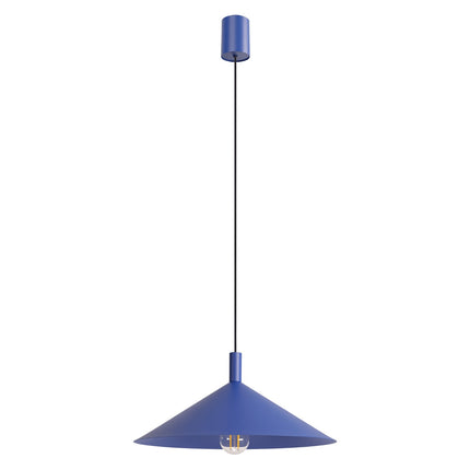 Suspension Bergen cône large 40 cm bleu outremer, packshot sur fond blanc