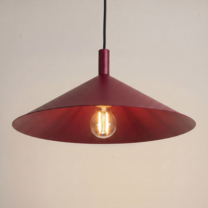Suspension Bergen cône large 40 cm bordeaux, vue de détail du cône