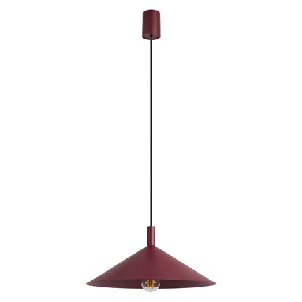 Suspension Bergen cône large 40 cm bordeaux, packshot sur fond blanc