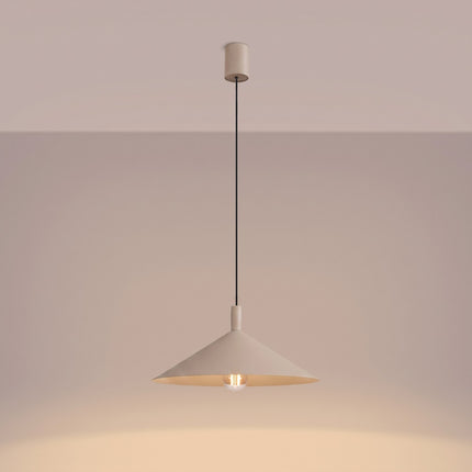 Suspension Bergen cône large 40 cm taupe, lumière allumée