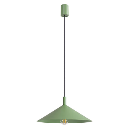 Suspension Bergen cône large 40 cm vert sauge, packshot sur fond blanc