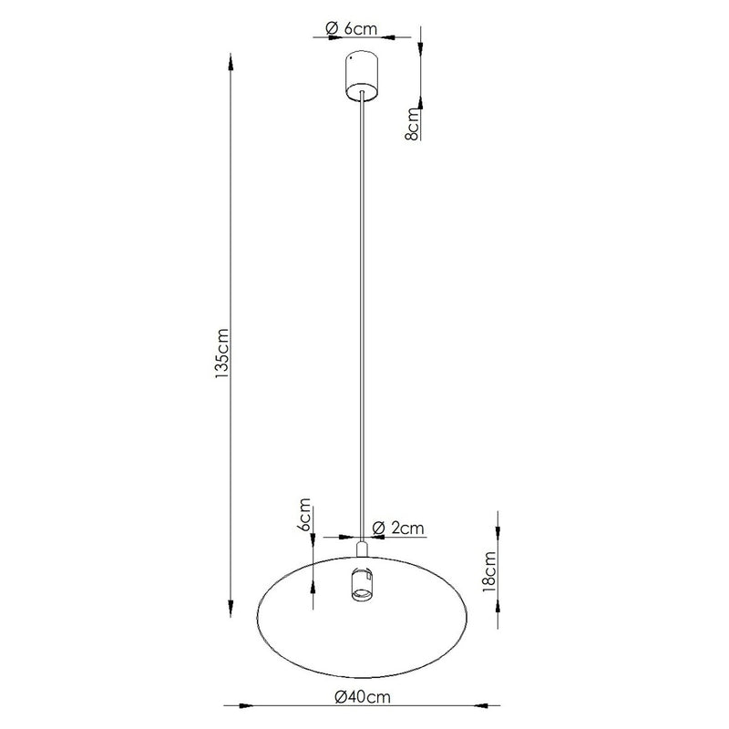 Dimensions Suspension Bergen Cône Large 40 cm en Acier Vert Sauge