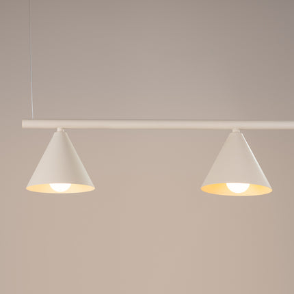 Suspension Bergen Poutre 4 Cônes 122 cm en Acier Beige, vue de détail