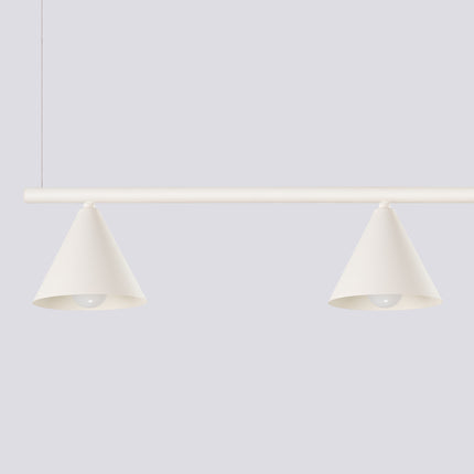 Suspension Bergen Poutre 4 Cônes 122 cm en Acier Beige, packshot de trois quarts