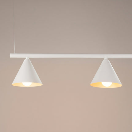 Suspension Bergen Poutre 4 Cônes 122 cm en Acier Blanche, vue de détail