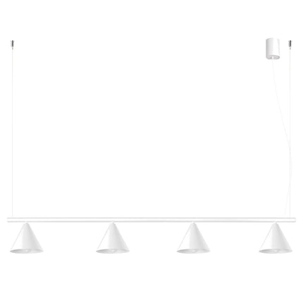 Suspension Bergen Poutre 4 Cônes 122 cm en Acier Blanche, packshot sur fond blanc