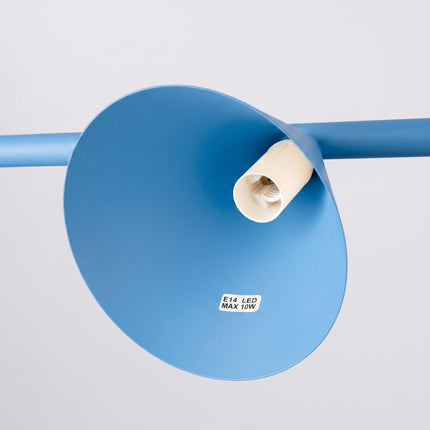 Suspension Bergen poutre 4 cônes 122 cm bleu ciel, détail de la platine
