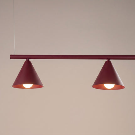Suspension Bergen poutre 4 cônes 122 cm bordeaux, vue de détail du cône