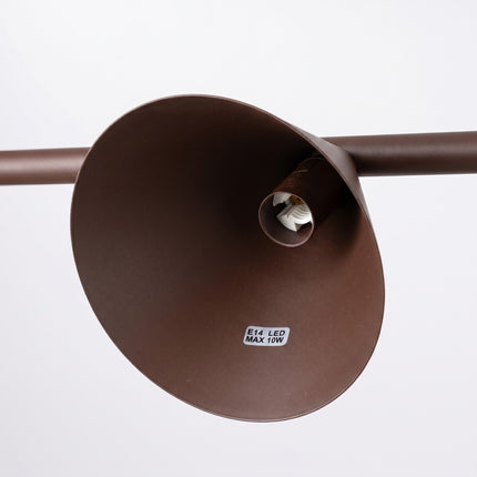 Suspension Bergen poutre 4 cônes 122 cm brun chocolat, détail de la platine
