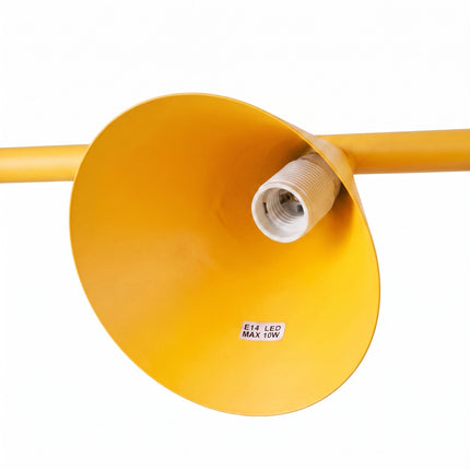Suspension Bergen poutre 4 cônes 122 cm jaune ambré, détail de la platine