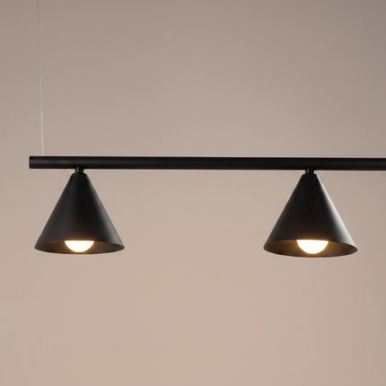 Suspension Bergen Poutre 4 Cônes 122 cm en Acier Noire, vue de détail