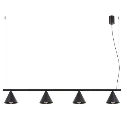 Suspension Bergen Poutre 4 Cônes 122 cm en Acier Noire, packshot sur fond blanc