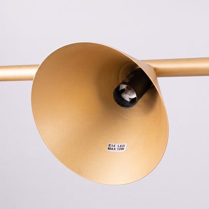 Suspension Bergen poutre 4 cônes 122 cm or, détail de la platine
