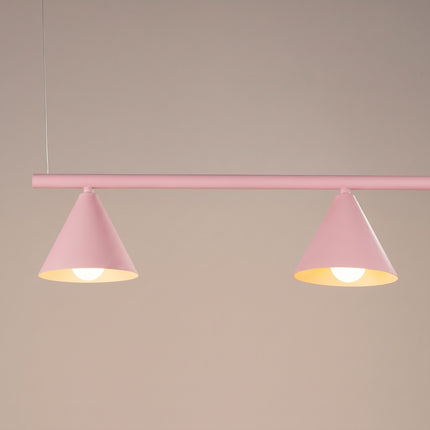 Suspension Bergen poutre 4 cônes 122 cm rose poudré, vue de détail du cône