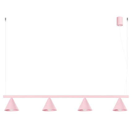 Suspension Bergen poutre 4 cônes 122 cm rose poudré, packshot sur fond blanc