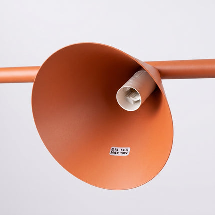Suspension Bergen Poutre 4 Cônes 122 cm en Acier Rouge Ocre, détail de la finition