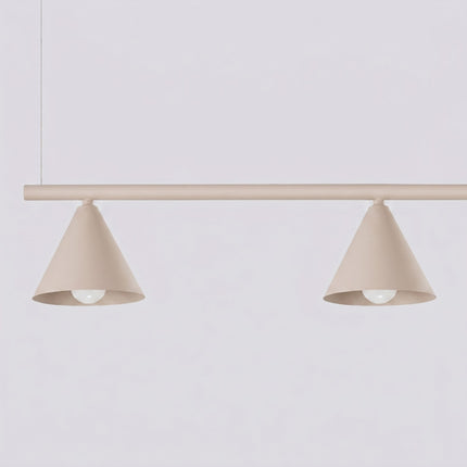 Suspension Bergen poutre 4 cônes 122 cm taupe, packshot de trois quarts