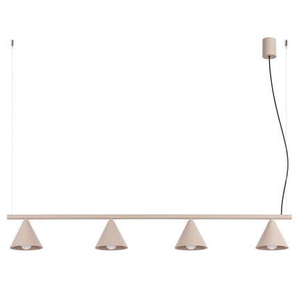 Suspension Bergen poutre 4 cônes 122 cm taupe, packshot sur fond blanc